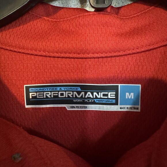 Roundtree & Yorke Men's Medium Red Performance Polo Shirt UPF 50 Golf NWT - Picture 3 of 7